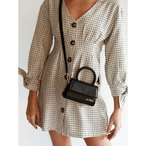 Jeu Illimite Roe Puff Sleeve Dress Brown Dot Linen